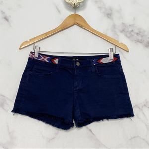 Joe's Azul Embroidered Jean Shorts Blue Cutoff Stretchy Boho Beach Size 25
